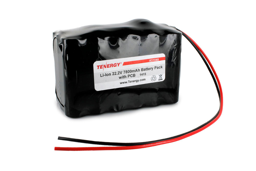 Tenergy Li-ion 18650 22.2V 7800mAh Battery Pack with PCB, 6S3P, 173.16Wh. Custom NTC, PTC, connectors, or configs available.