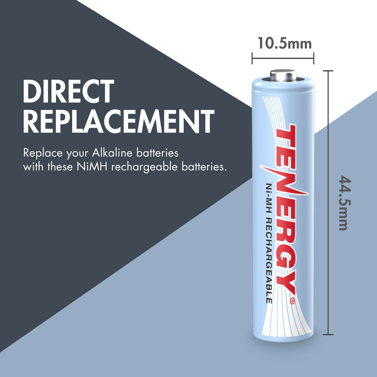 24 piles rechargeables AAA (1000 mAh) + 24 piles AA (2600 mAh) Tenergy NiMH  