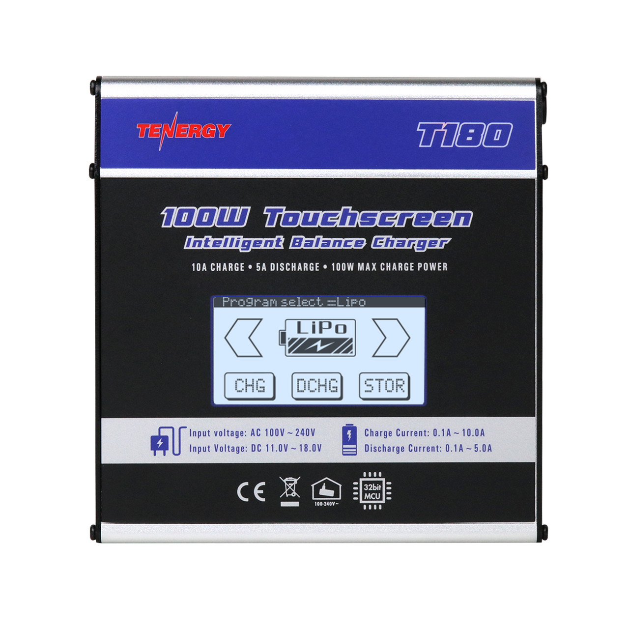 Tenergy T180 100W Balance charger with touch screen, metal housing (03180)