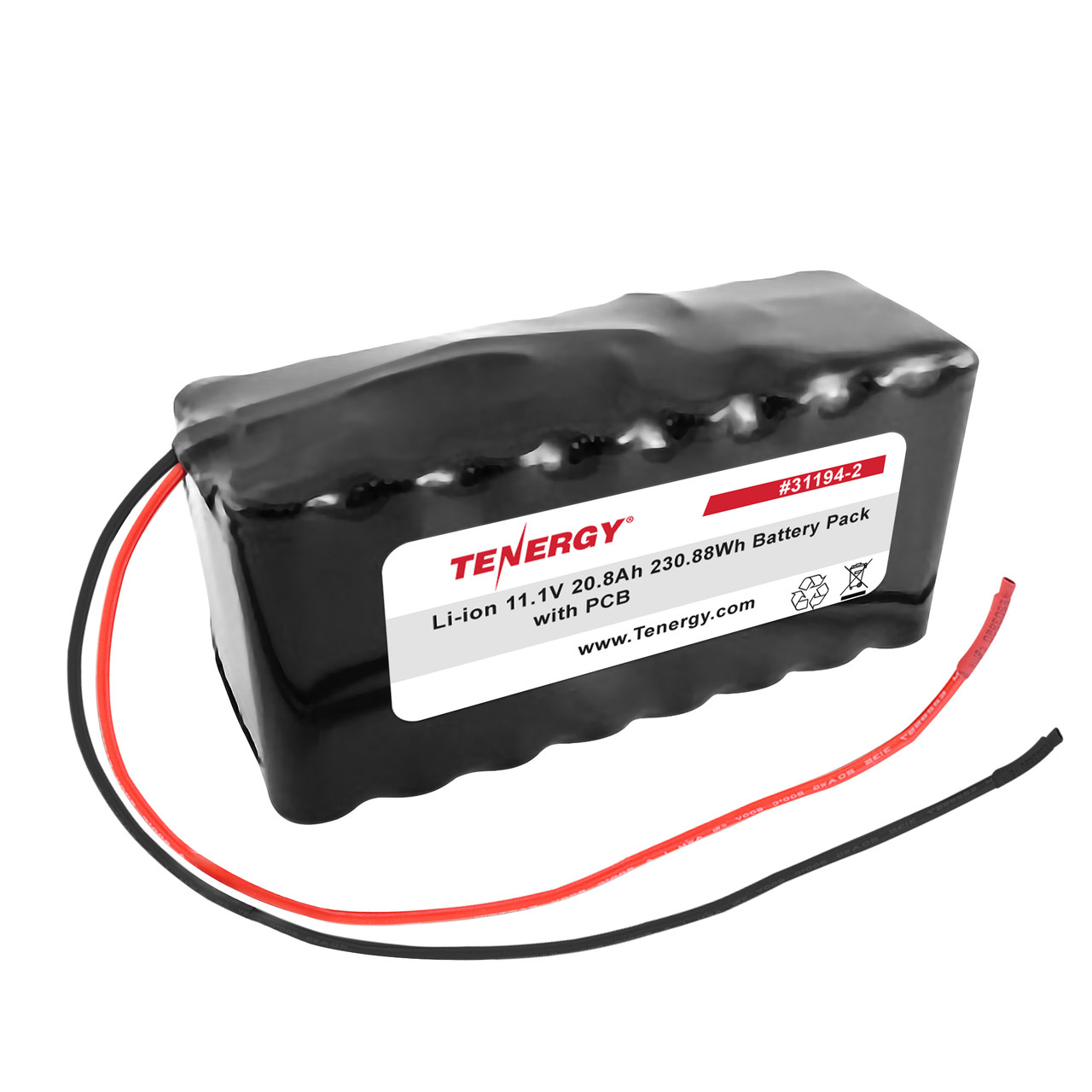 Tenergy Li-ion 18650 11.1V 20,800mAh Battery Pack with PCB, 3S8P. Custom NTC, PTC, connectors, or configs available.