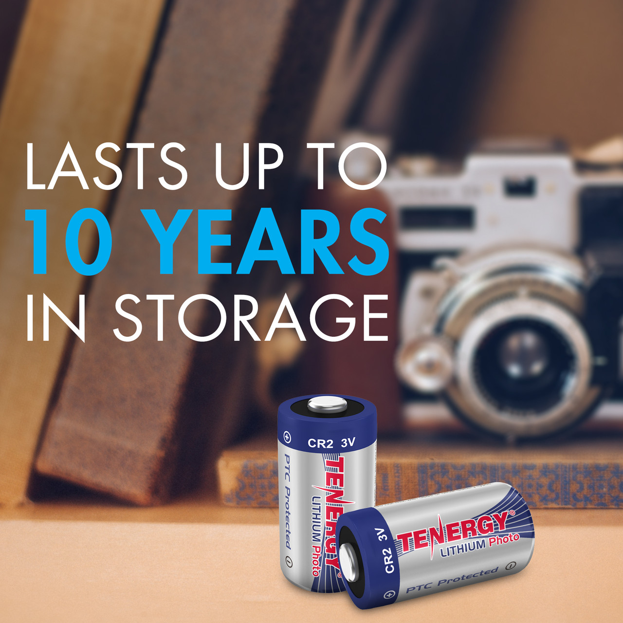 Tenergy CR2 lithium photo batteries featuring a 10-year shelf life.