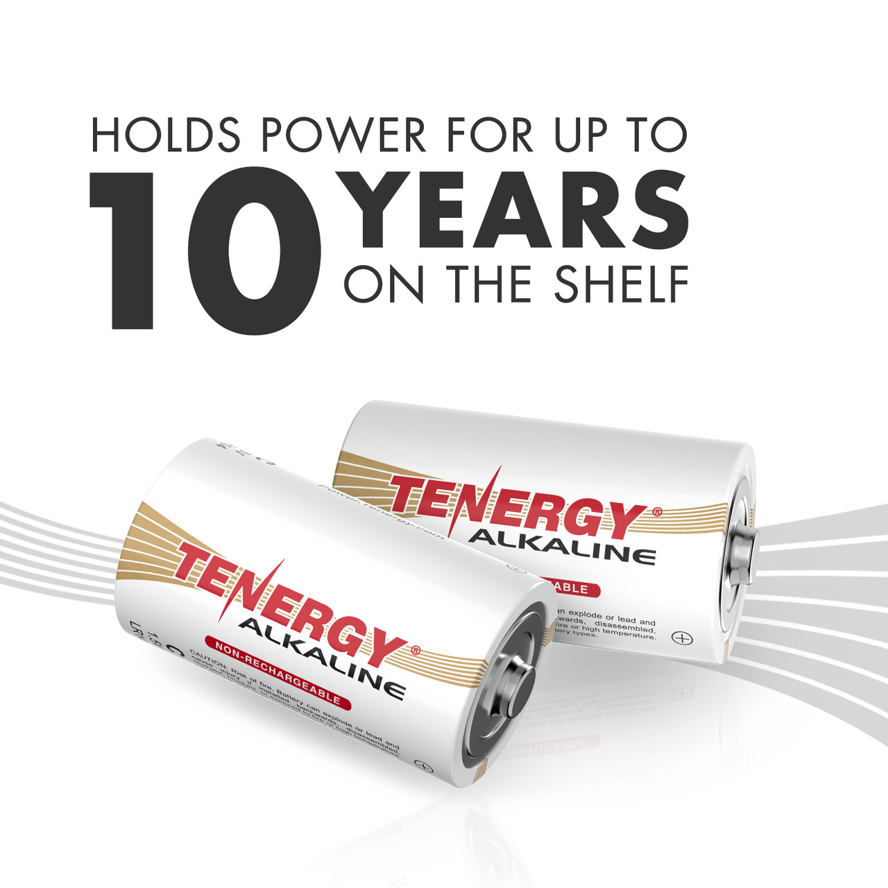 1.5V alkaline batteries hold power for up to 10 years on the shelf for long-term storage needs.
