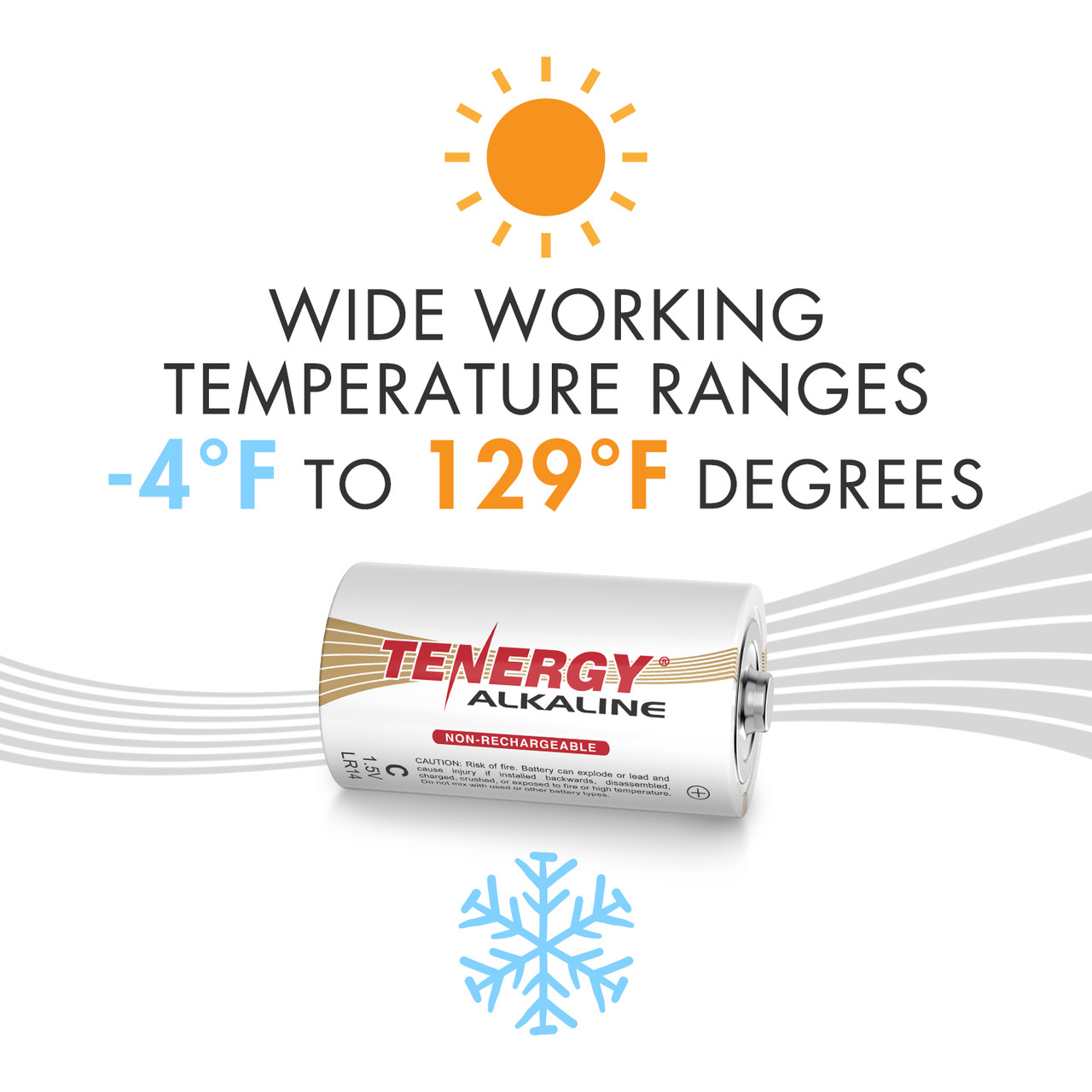 Weather-resistant C batteries operate in wide temperature ranges for reliable outdoor equipment use.
