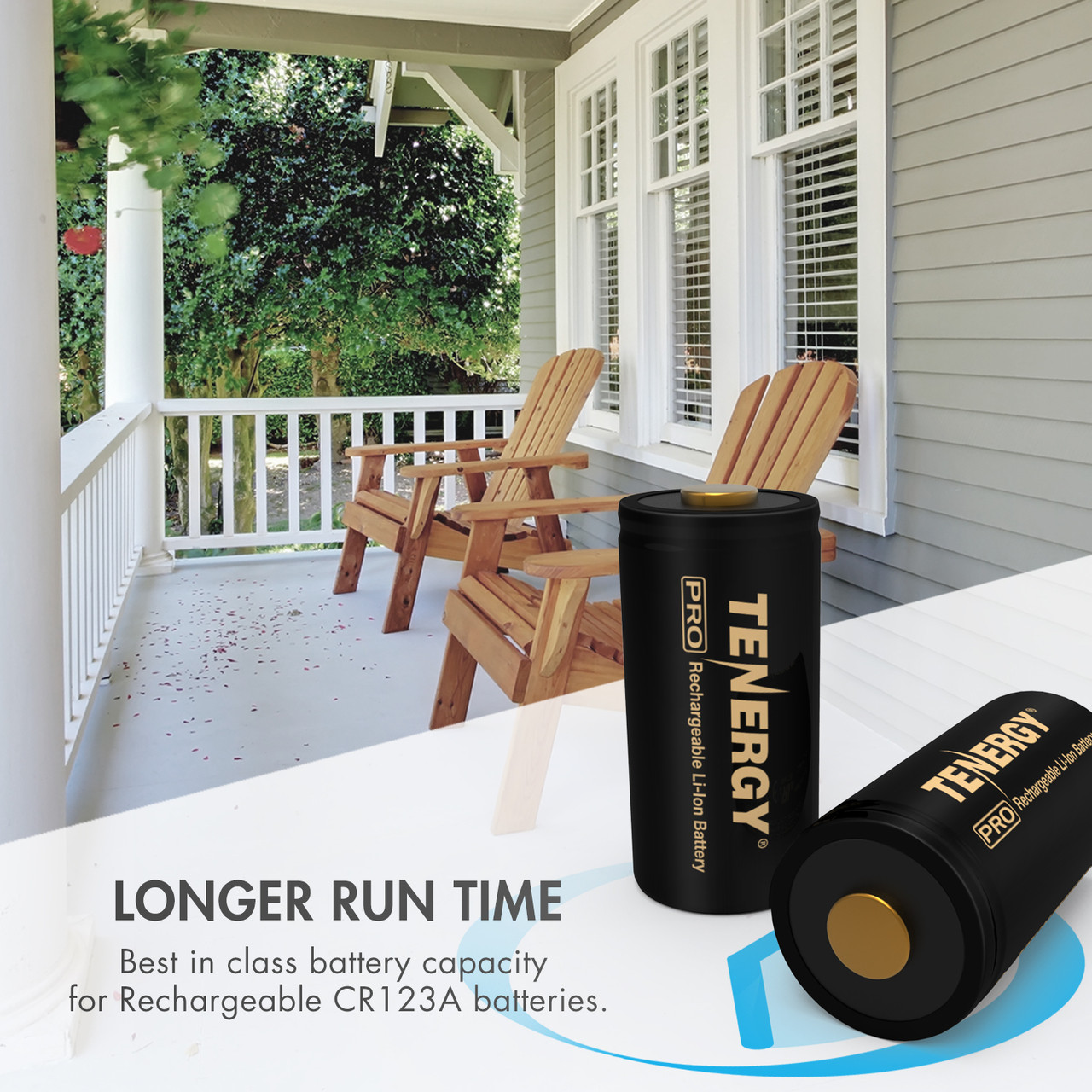 High capacity RCR123A batteries offer longer run time for consistent wireless surveillance monitoring.