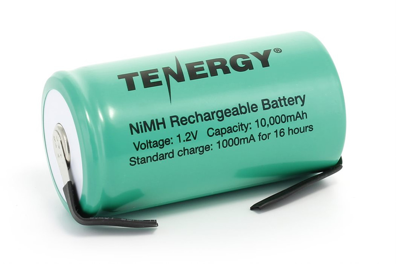 Tenergy D 10,000mAh NiMH Flat Top Rechargeable Battery