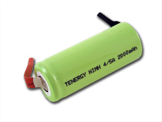 Tenergy 4/5A 2000mAh NiMH Flat Top Rechargeable Battery With Tabs