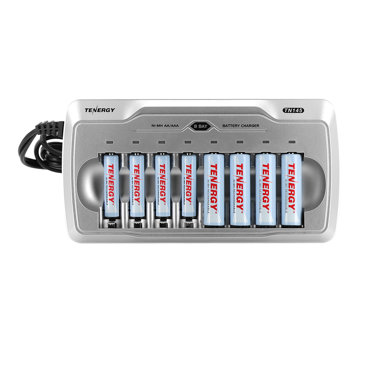 Tenergy TN145 8-Bay AA/AAA NiMH/NiCd Charger with 4 AA and 4 AAA NiMH Rechargeable Batteries