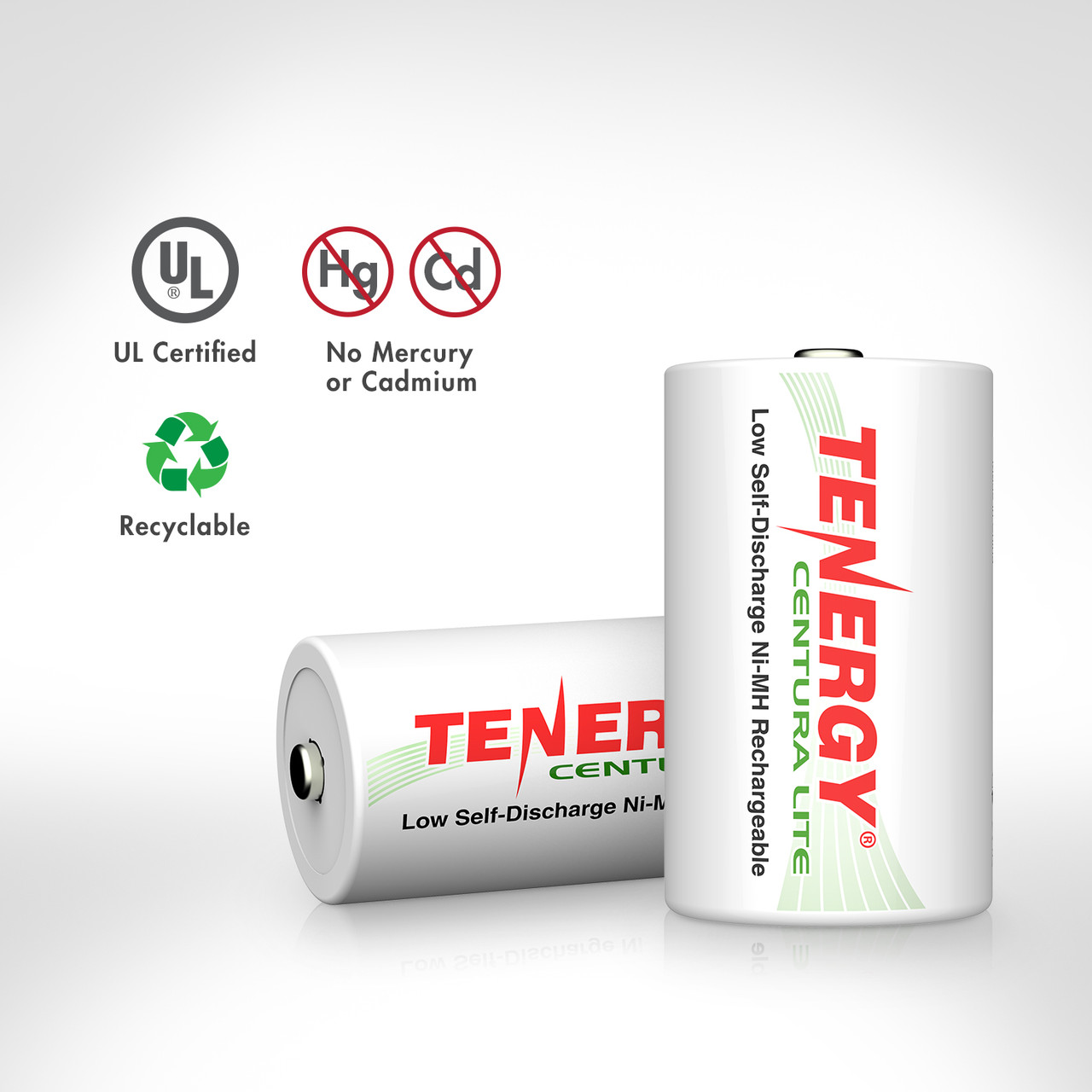 UL certified NiMH rechargeable batteries feature a mercury-free design for environmentally friendly power needs.