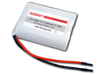 Tenergy Li-ion 18650 10.8V 3500mAh Battery Pack with PCB, 3S1P, 37.80Wh. Custom NTC, PTC, connectors, or configs available.