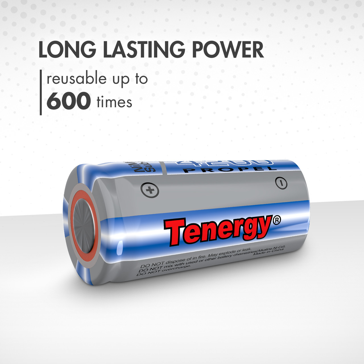 Long lasting 4200mAh battery cell that is reusable up to 600 times for sustainable electronic power.