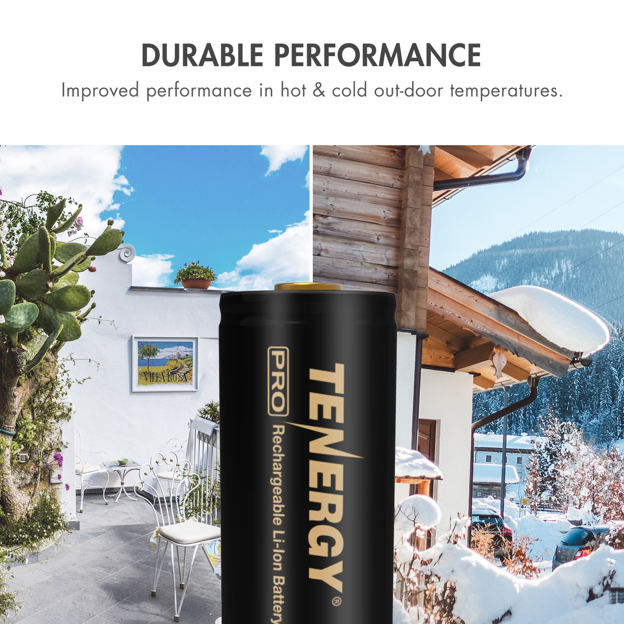 Rechargeable Li-ion battery featuring high-performance operation for outdoor security systems in extreme weather.