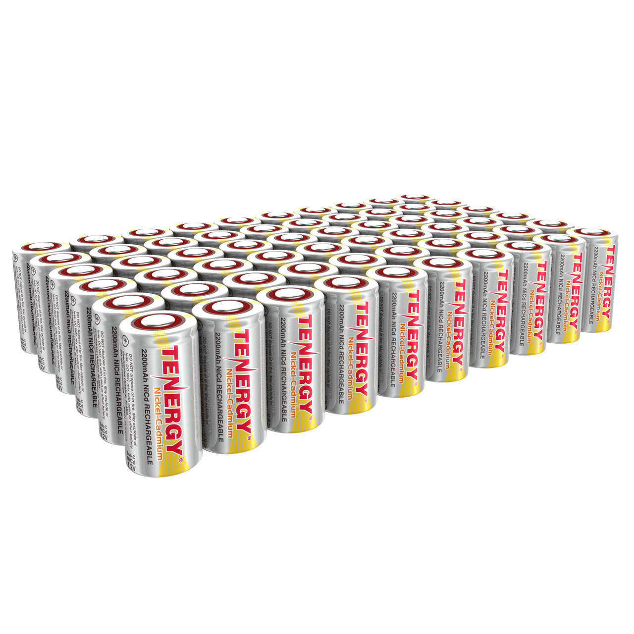 COMBO: 60 pcs of NiCd Sub C 2200mAh Batteries for Power Tools Flat Top No Tabs