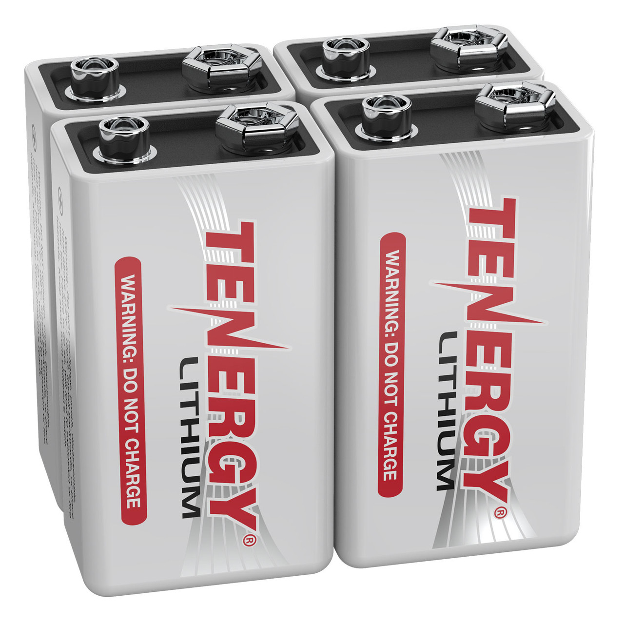 4-Pack, Tenergy 9V Lithium Battery, 1200mah with 10 years shelf life - [Non-Rechargeable]