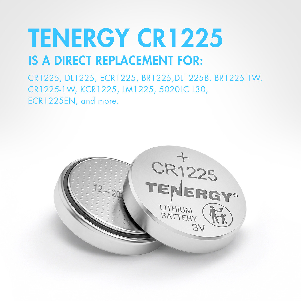 CR1225 battery compatibility chart listing equivalent models like DL1225 and ECR1225 for users.