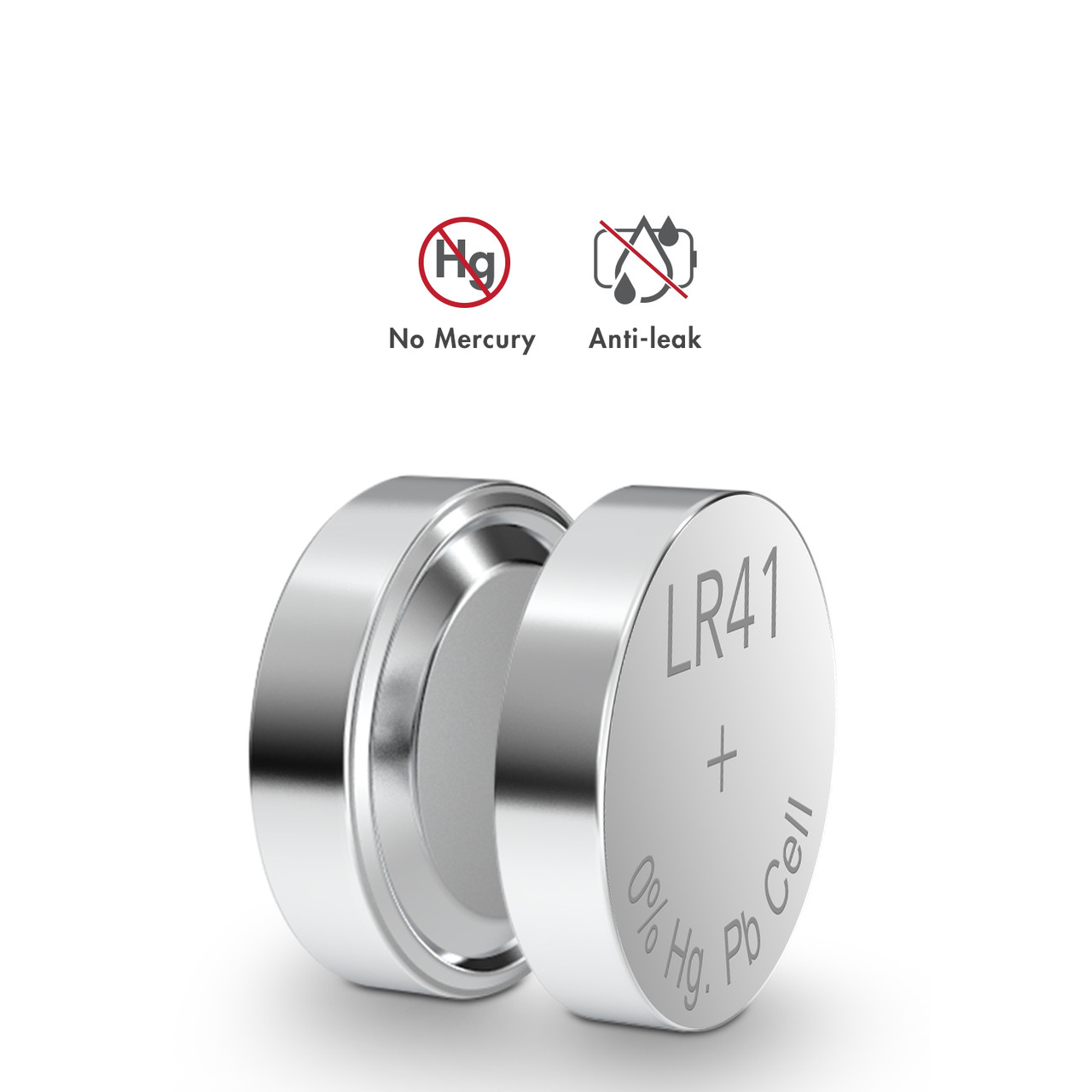 Mercury-free LR41 coin cell batteries with an anti-leak design ensure clean power for precision electronics.