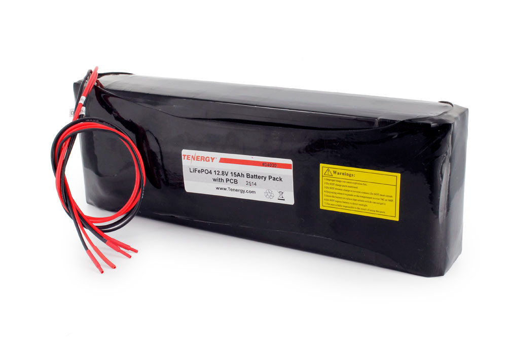 Tenergy 12.8V 15,000mAh LiFePO4 Battery Pack with PCB, DGR-A. Custom NTC, PTC, connectors, or configs available.