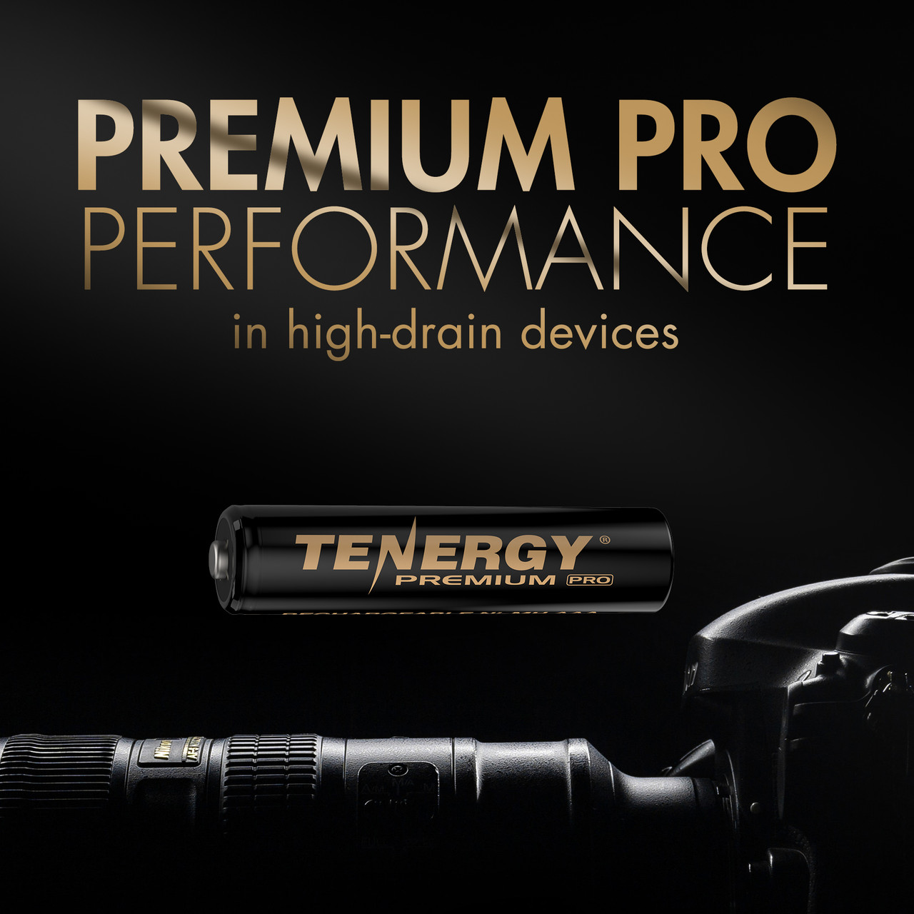 Tenergy Premium Pro batteries deliver high-drain performance for professional DSLR cameras and photography equipment.