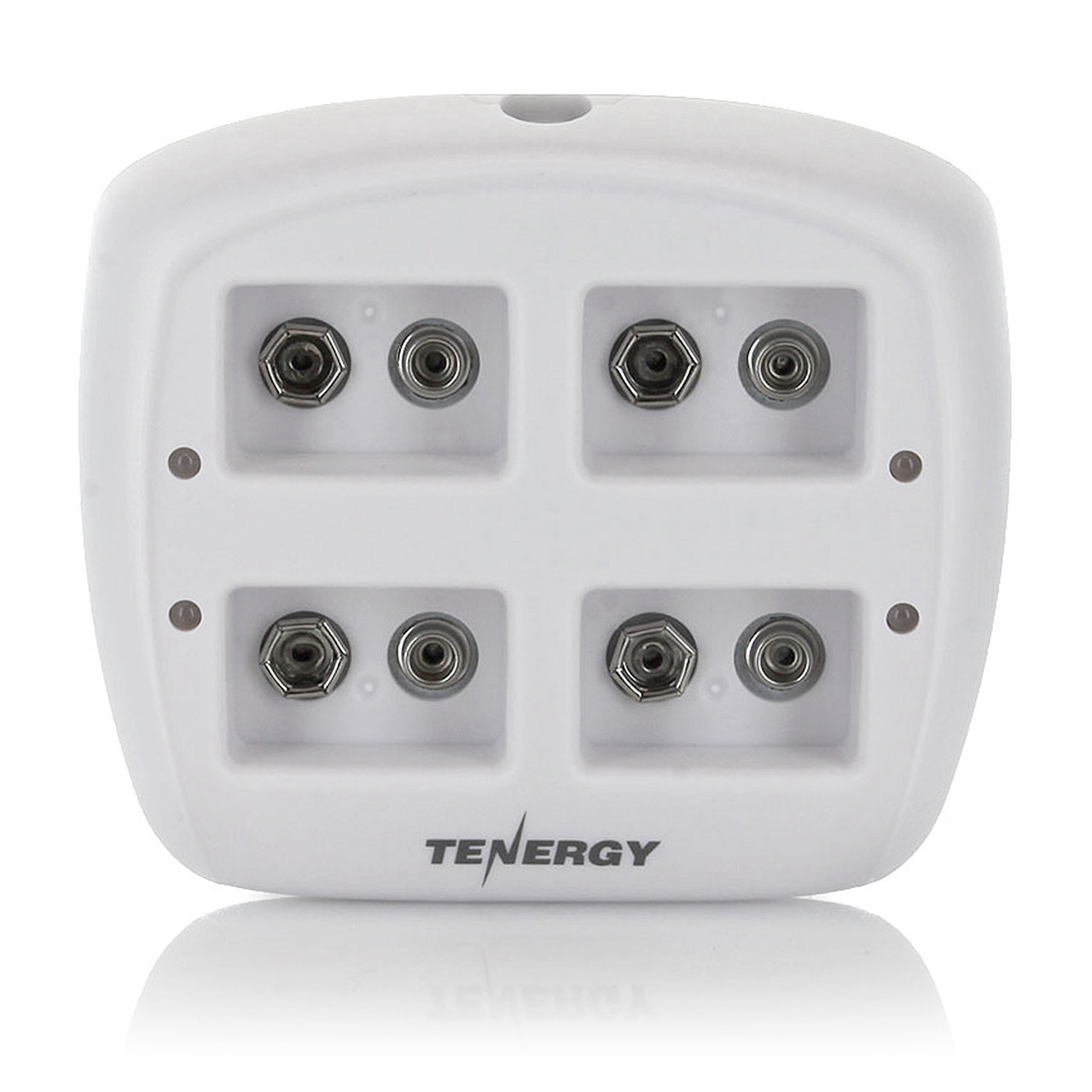 Tenergy TN136 compact four-slot 9V charger featuring LED status indicators designed for rechargeable NiMH battery users needing efficient power.