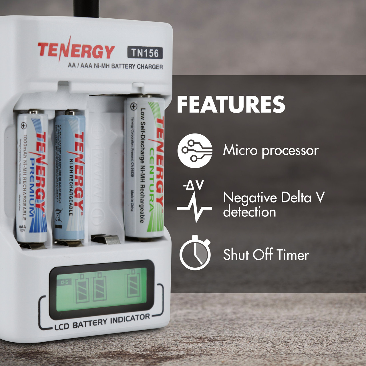 Microprocessor-controlled AA battery charger utilizing negative delta V detection to prevent overcharging during routine maintenance.