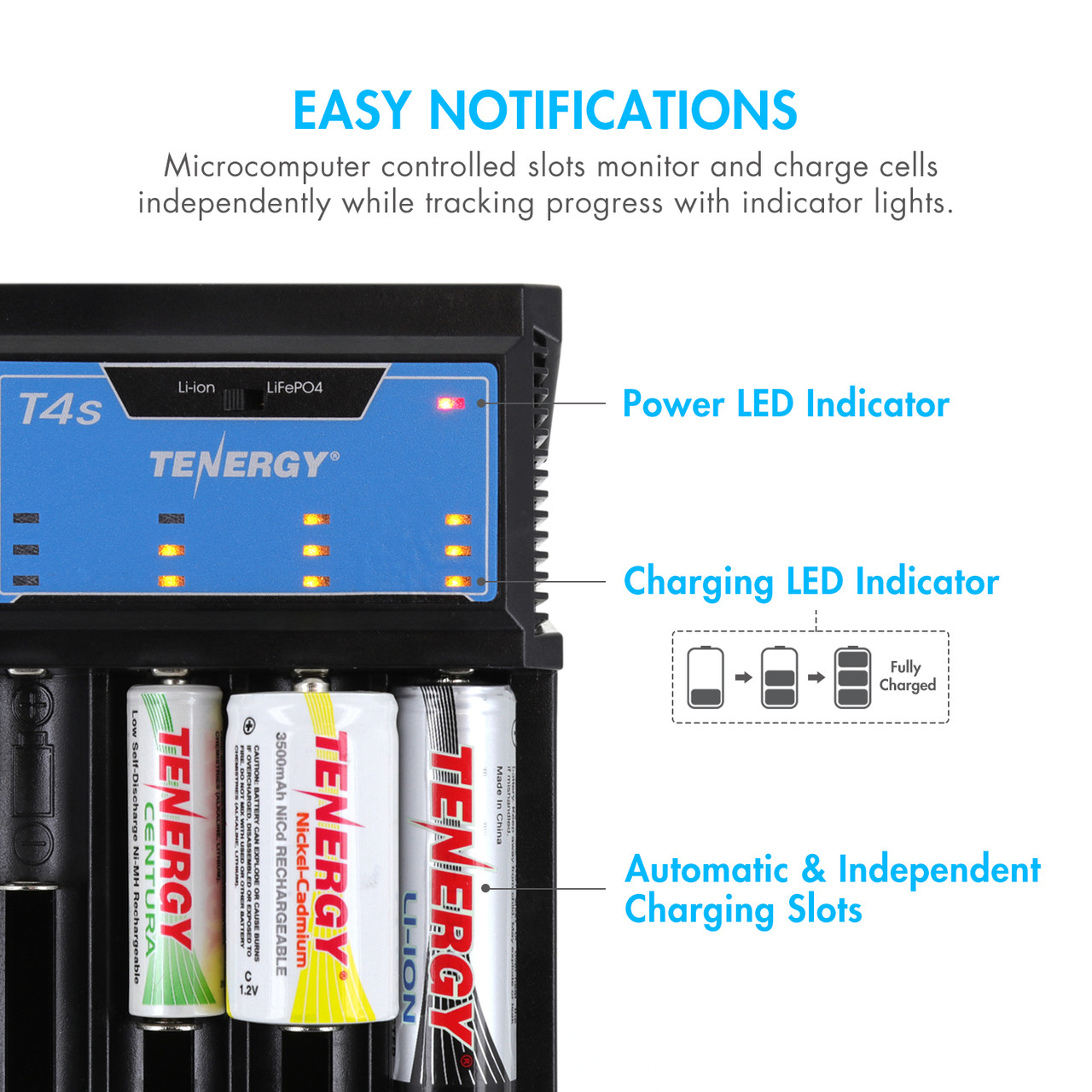 Intelligent charging station with easy notifications shows real-time progress for hobbyists managing lithium cells.