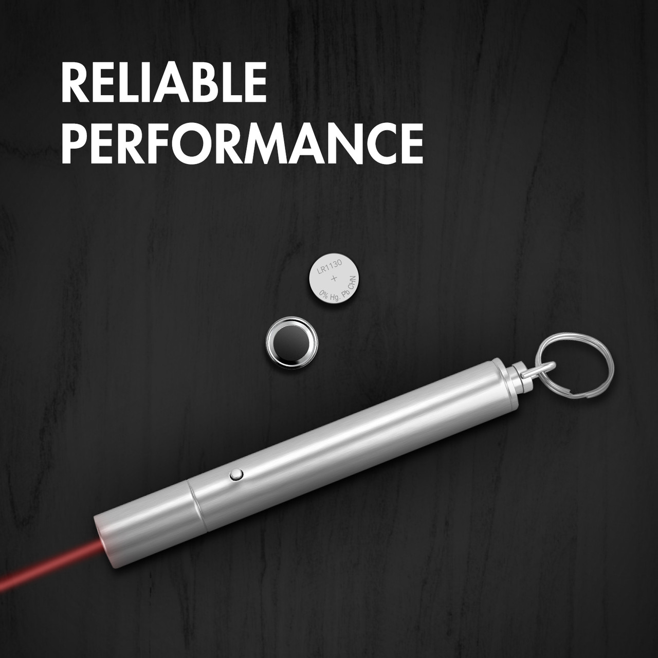 Reliable LR1130 button cells ensure consistent performance for high-drain devices like silver laser pointers.
