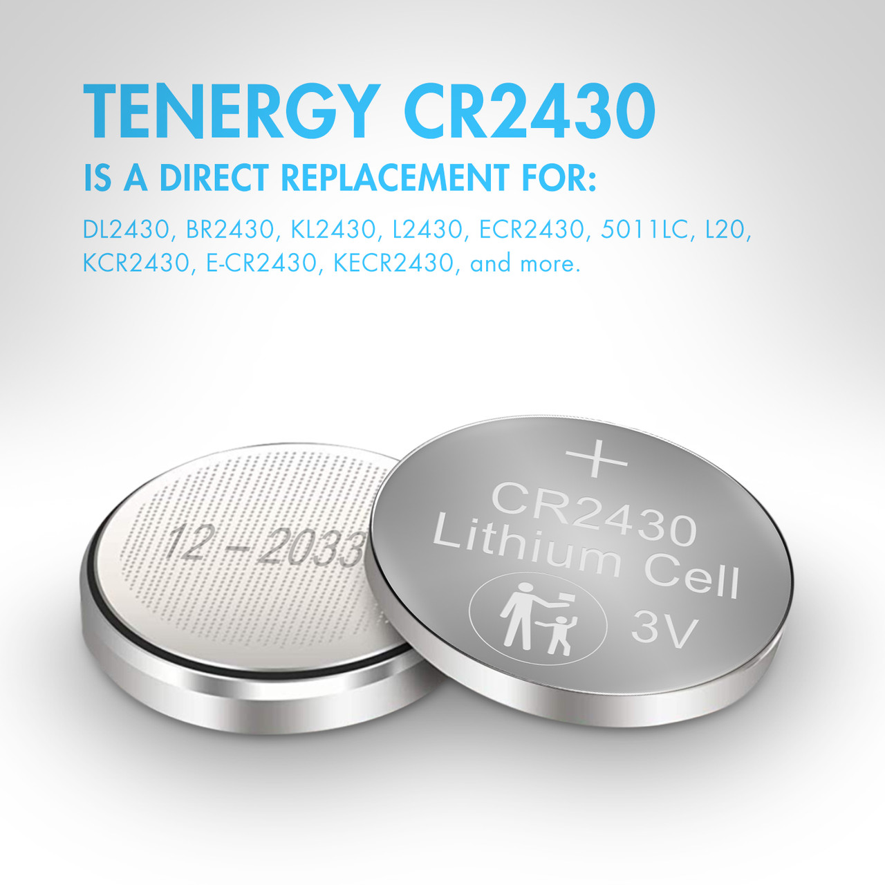 CR2430 lithium battery serves as a direct replacement for DL2430 and BR2430 electronic coin cells.