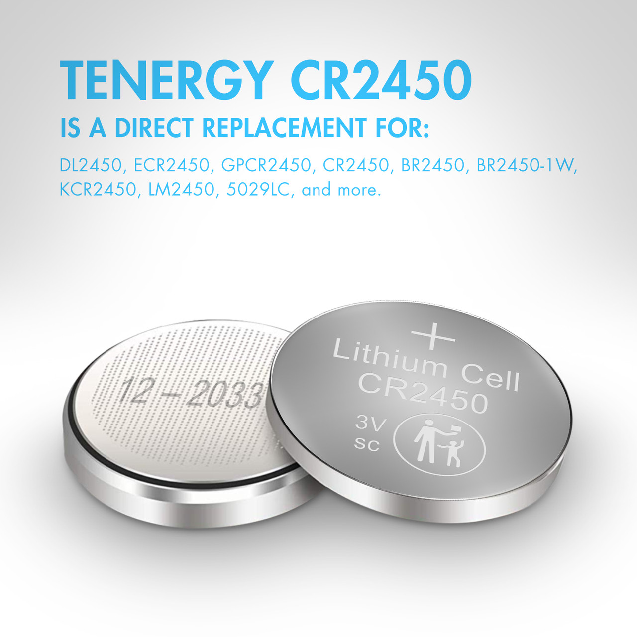 Tenergy CR2450 3V Lithium Button Cells 10 Pack (2 Cards)