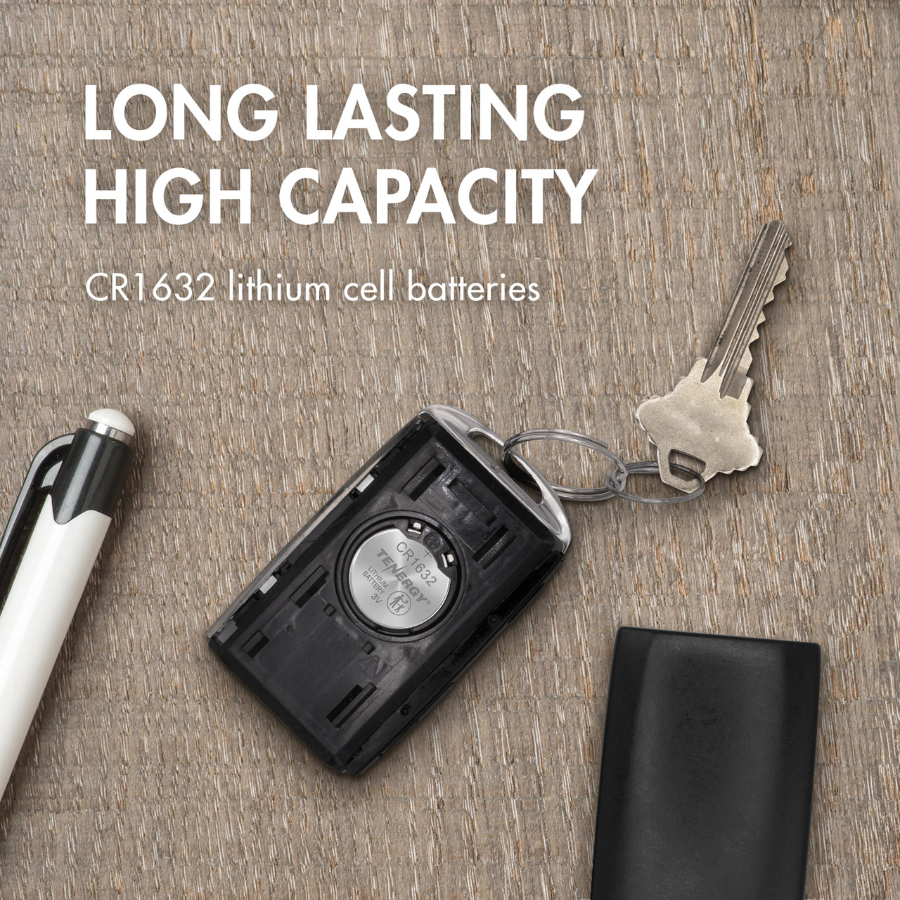 High-capacity CR1632 lithium batteries provide long-lasting energy for automotive key fobs and remote entries.