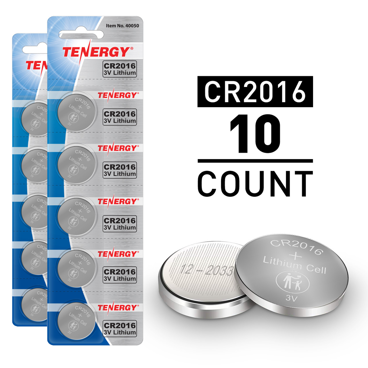 Tenergy CR2016 3V Lithium Button Cells 10Pack (2 Cards)