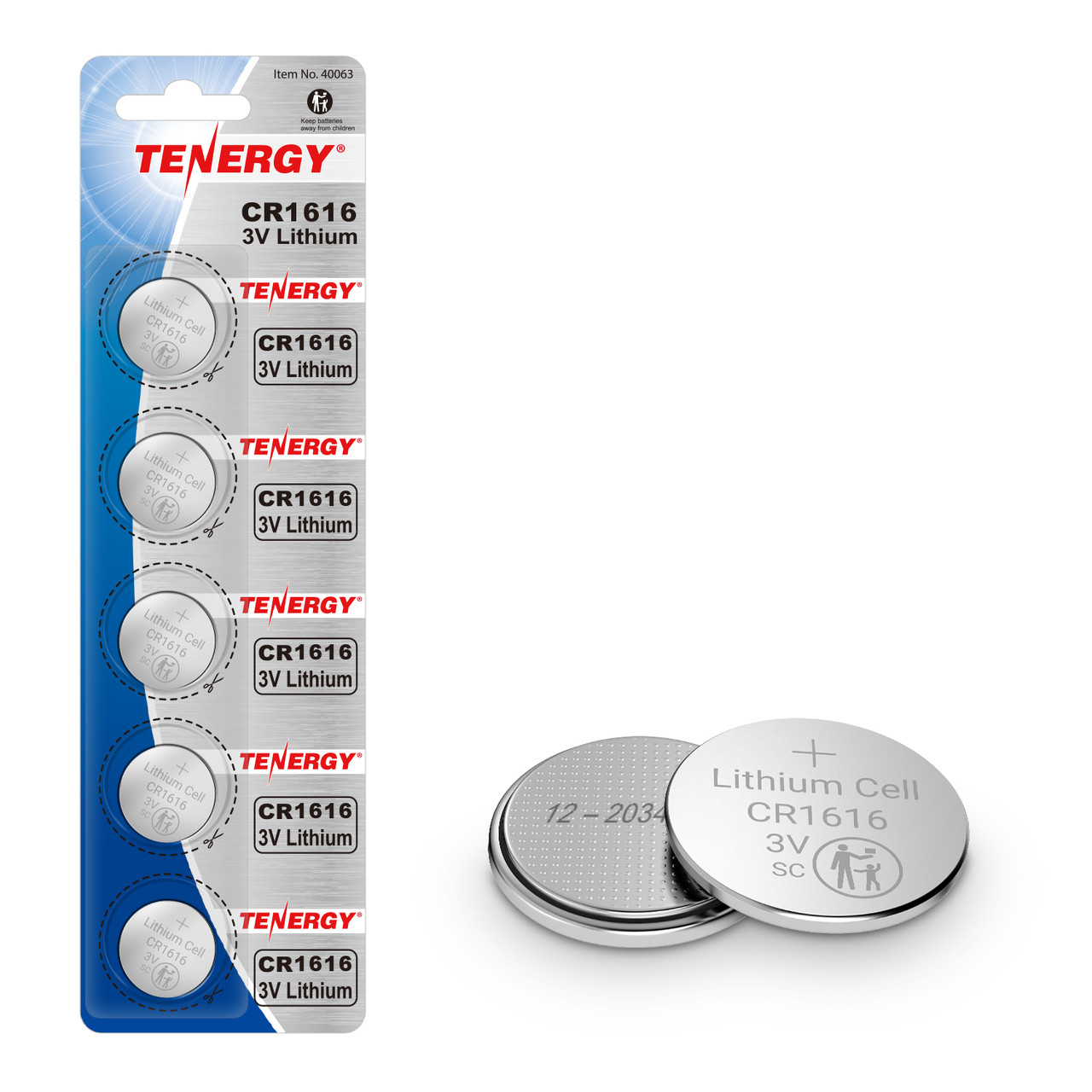 Tenergy CR1616 3V Lithium Button Cells 5 Pack (1 Card) - Tenergy Power