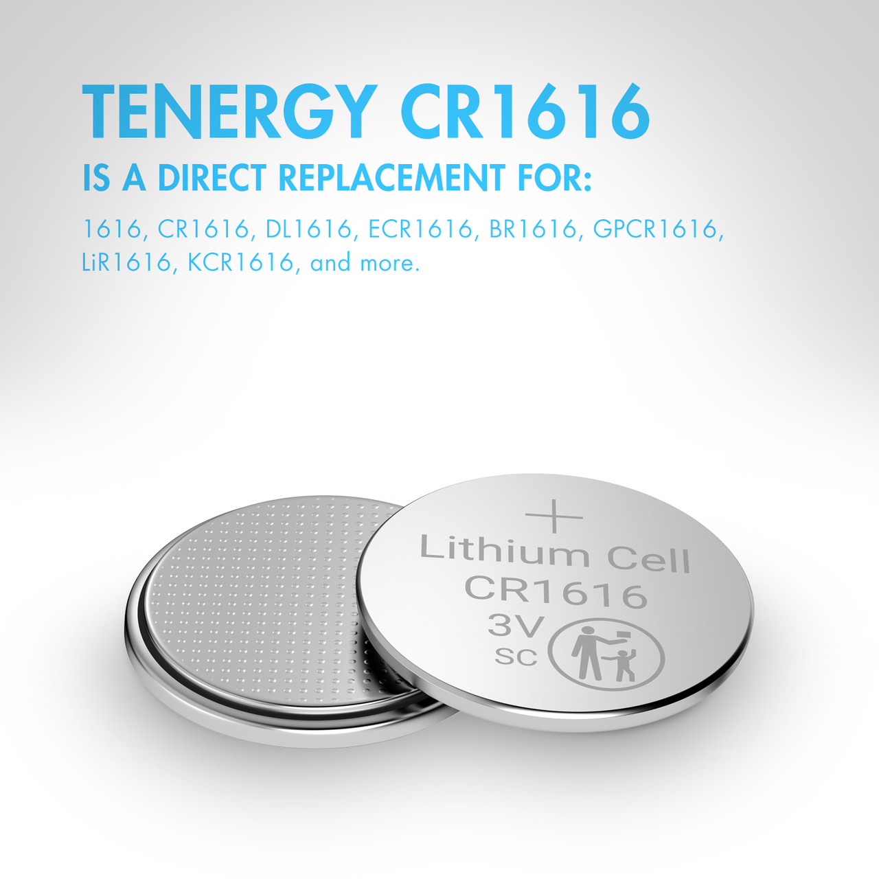 Tenergy CR1616 3V Lithium Button Cells 5 Pack (1 Card)