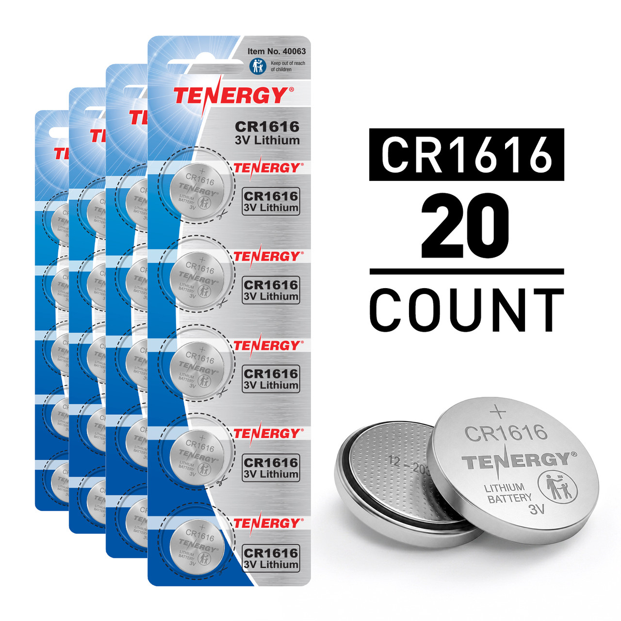Tenergy CR1616 20-pack of 3V lithium coin cells provides a reliable power source for small electronic devices.