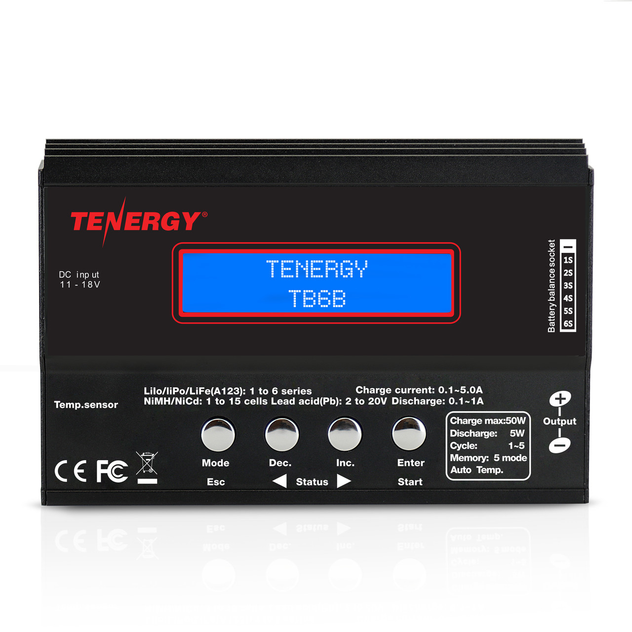 Tenergy TB6B Multifunctional Balance Charger for NiMH/NiCd/LiPo/Li-Fe Battery Packs + Power Supply (01435)