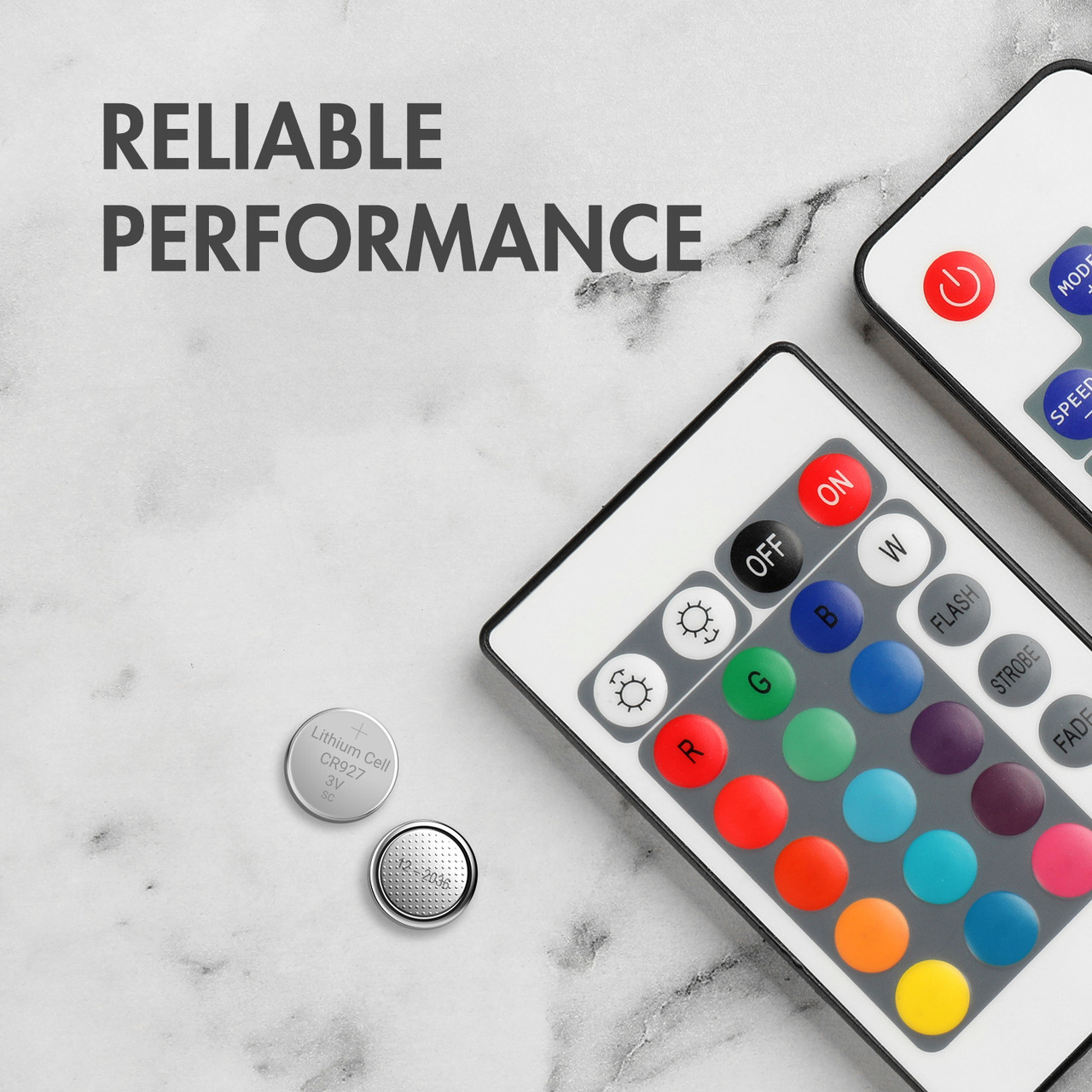 A CR927 lithium battery delivers reliable performance for LED light remote controls and household gadgets.