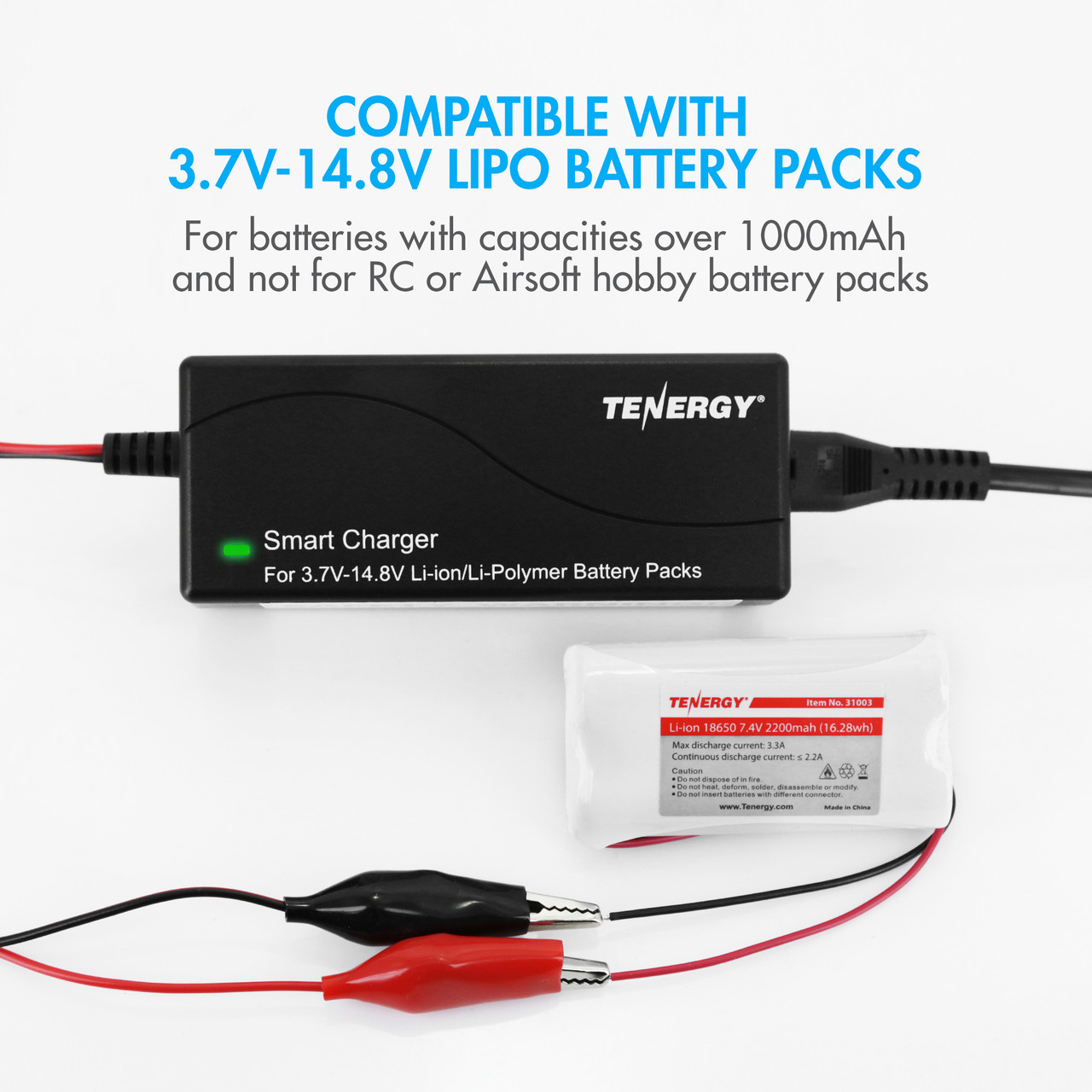 Tenergy TLP-4000  Universal 1A Smart Charger for Li-ion/Polymer Battery Pack (3.7V-14.8V 1-4 Cell)