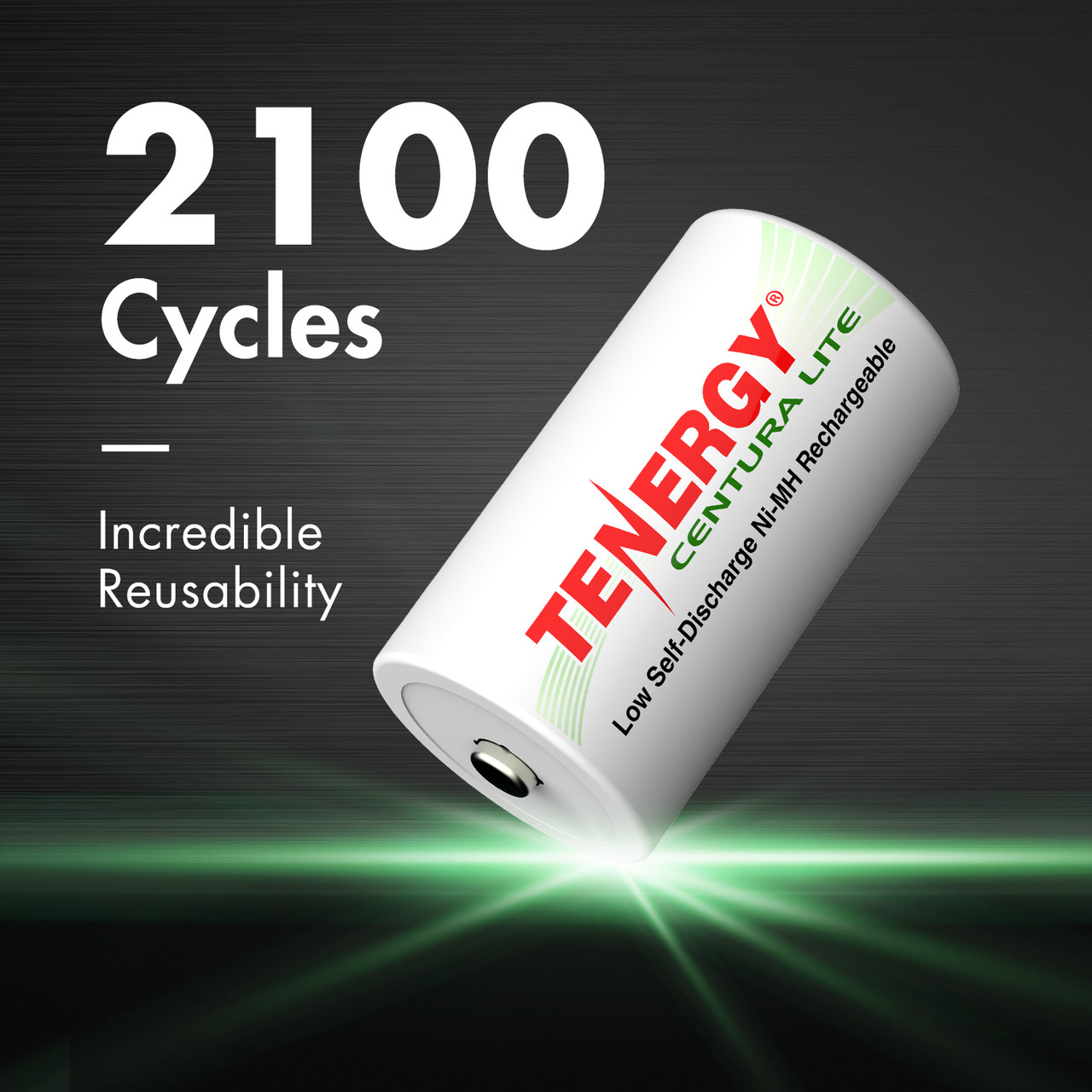 Tenergy Centura Lite rechargeable battery offering 2100 cycles of incredible reusability for consumers.