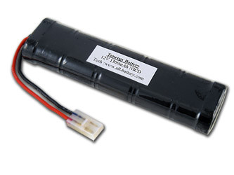 Tenergy NiCd 12V 1300mAh Flat Battery Pack, 10S1P, 15.6Wh, 12A Rate. Custom NTC, PTC, connectors, or configs available.