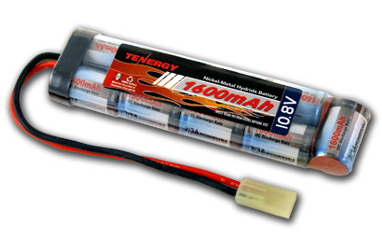 AT: Tenergy NiMH 10.8V 1600mAh Rechargeable Battery Pack (9S1P, 17.3Wh, 16A Rate, Mini Tamiya Connector)