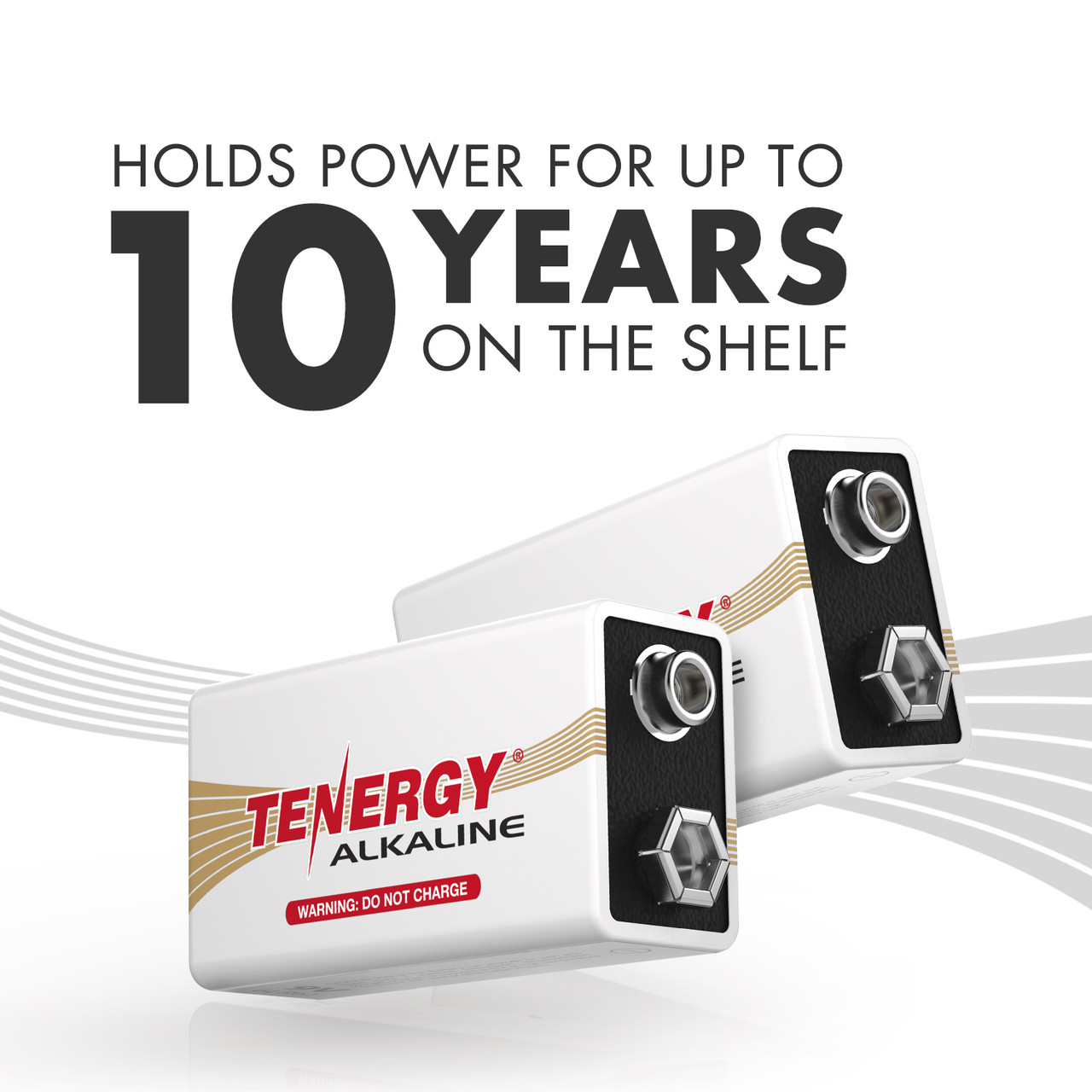 Reliable alkaline 9V batteries hold power for up to 10 years on the shelf for emergency backup needs.