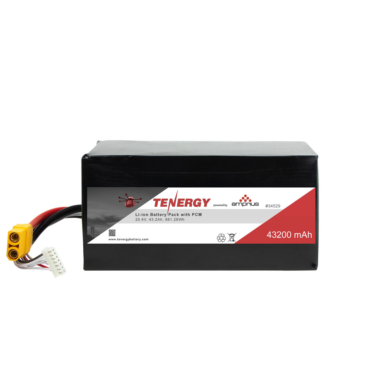 AT: Tenergy Li-ion Polymer 20.4V 43200mAh Rechargeable Battery Pack w/ PCM and connectors (6S4P, 881.28Wh, 90A Discharge) | Powered by Amprius