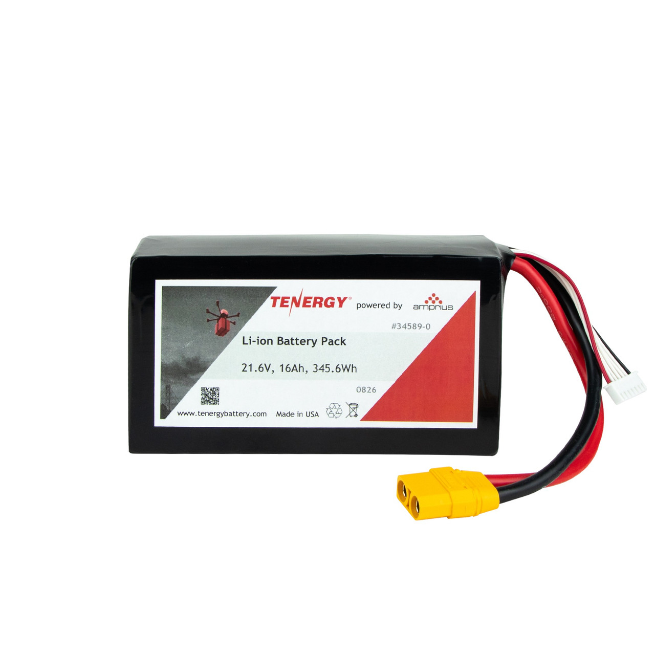 Tenergy Li-ion Cylindrical 18650 21.6V 16000mAh Battery Pack, 6S4P. Custom NTC, PTC, connectors, or configs available.