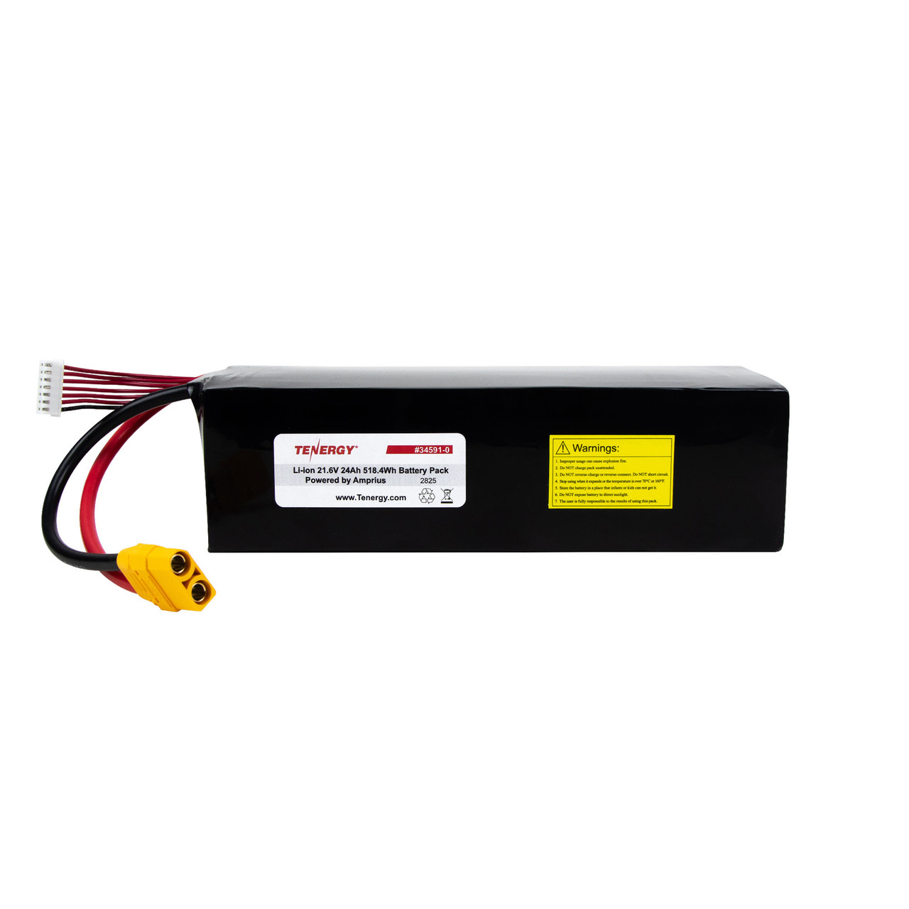 Tenergy Li-ion Cylindrical 18650 21.6V 24,000mAh Battery Pack, 6S6P. Custom NTC, PTC, connectors, or configs available.
