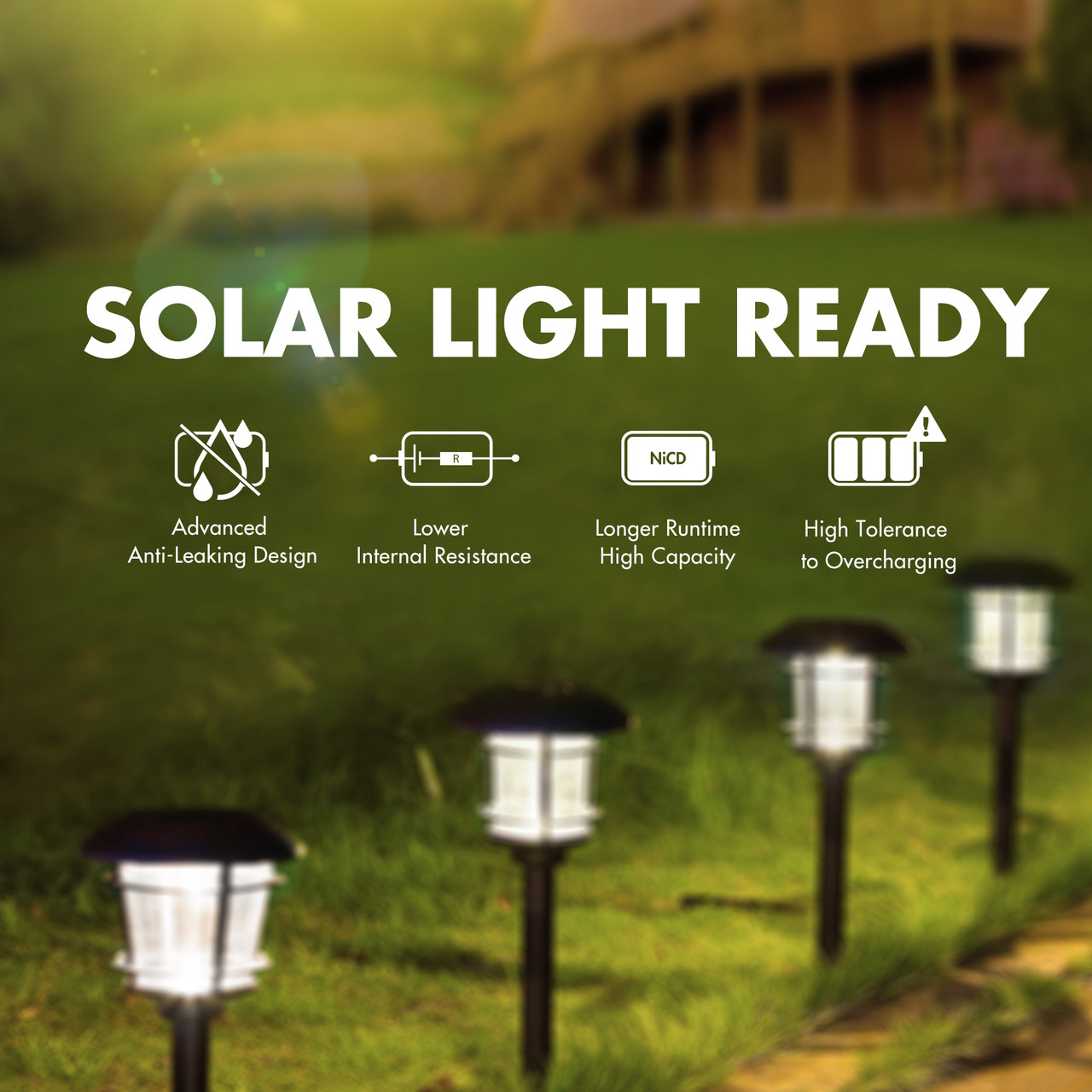 Tenergy Premium NiCd  AA 1100mAh Rechargeable Batteries for Solar Lights  16 Pack