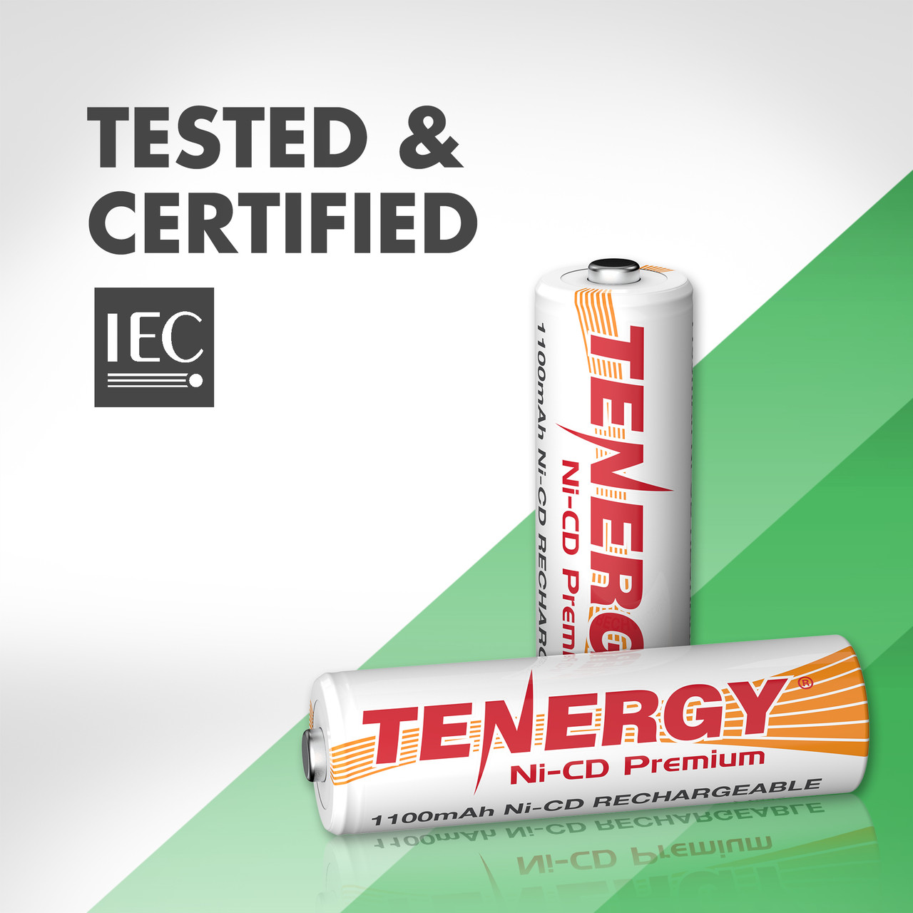 IEC certified NiCD rechargeable batteries tested for quality and performance in premium solar garden lights.