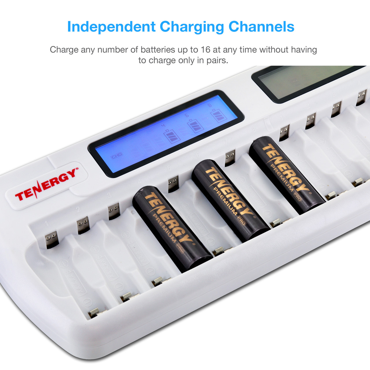 Tenergy 16 Pack Premium Pro AA 16 Pck AAA Rechargeable Batteries, and TN438 16 Bay Battery Charger