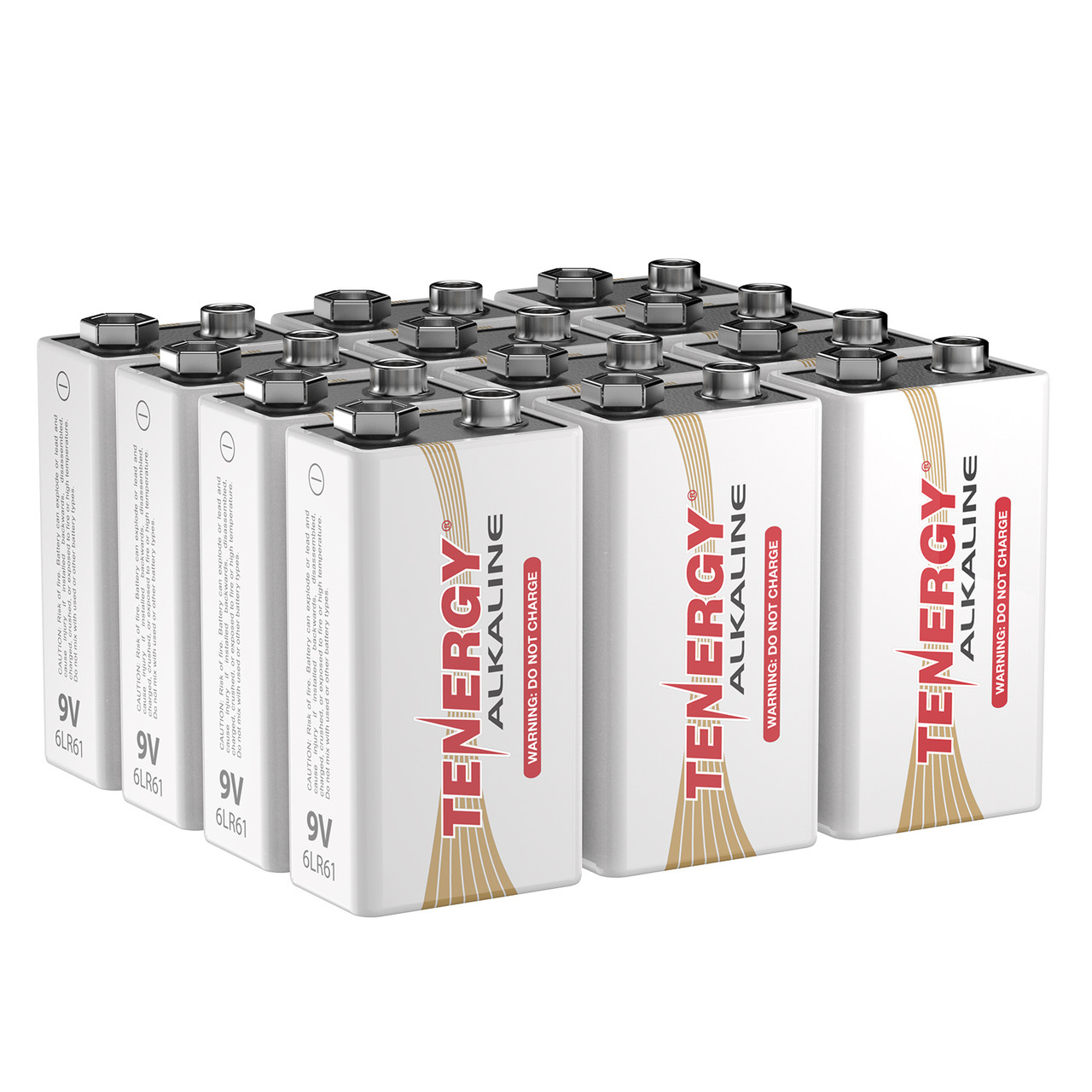 Tenergy 12pcs 9V Size (6LR61) Alkaline Batteries