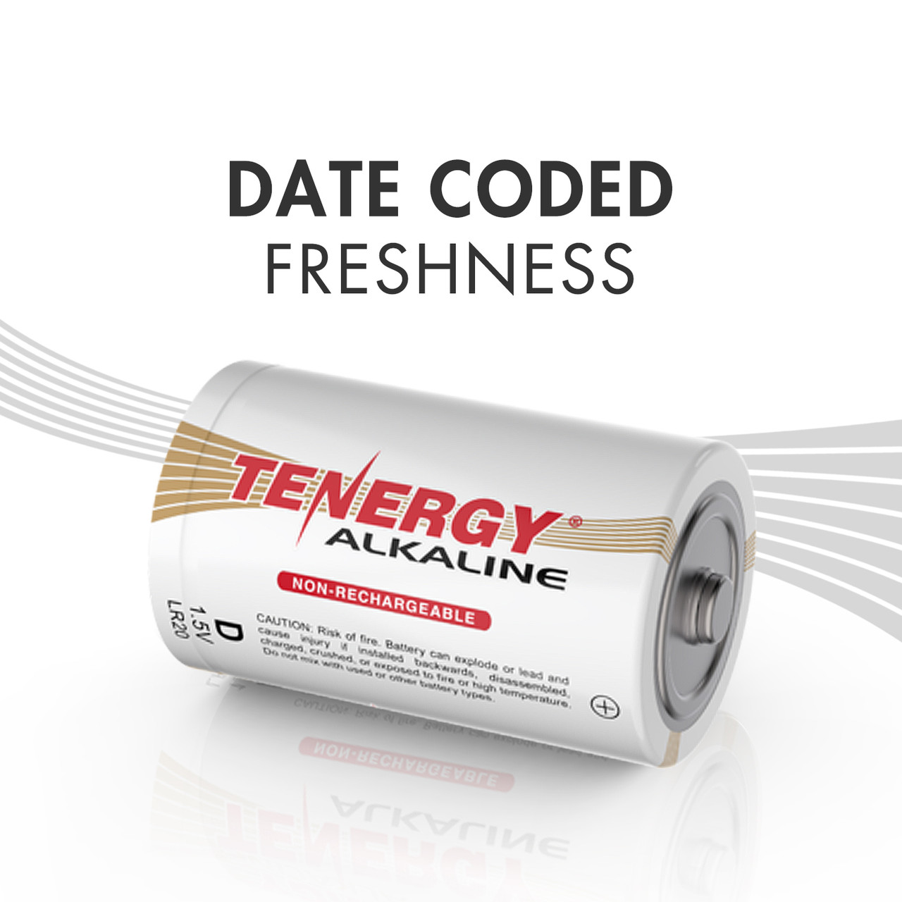Date-coded LR20 batteries ensure maximum freshness and shelf life for emergency preparedness kits.