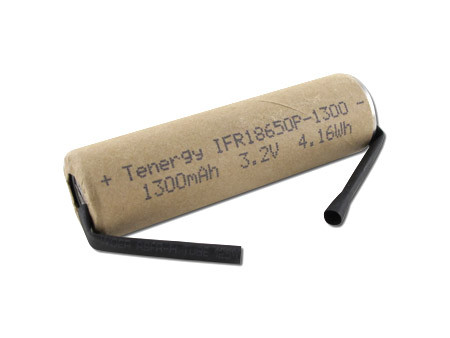 Tenergy 3.2V 1300mAh 4.16Wh LiFePO4 (IFR18650P) Power Cell Rechargeable Battery - UL Listed