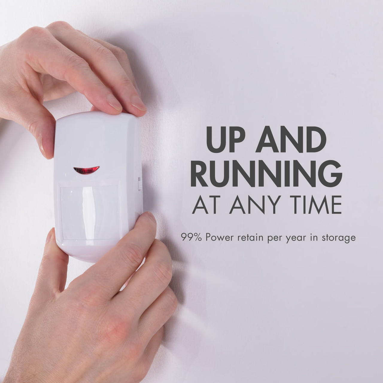 ER14250 lithium battery provides 99% power retention for reliable home security systems and motion detector use.