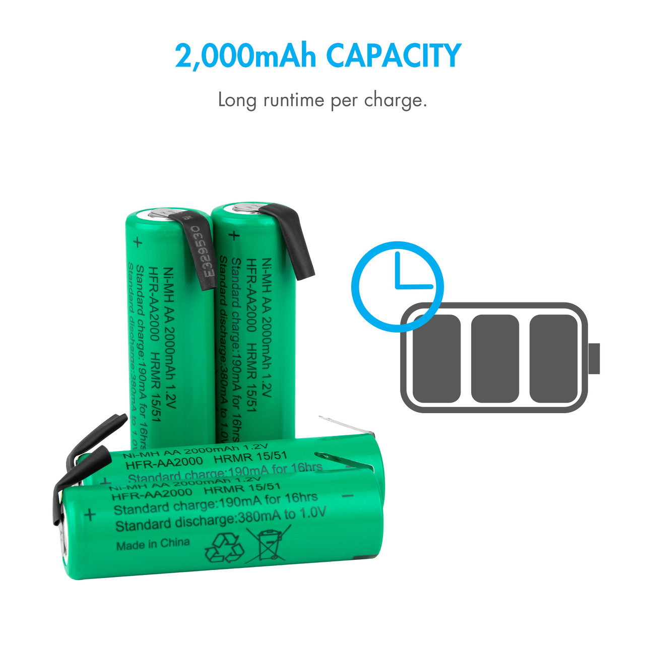 Three green rechargeable AA cells with flat-top terminals and solder tabs intended for rebuilding portable power tools.